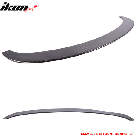 IKON MOTORSPORTS, Front Bumper Lip Compatible With 2005-2013 BMW E90 E92 E93 3 Series Coupe Sedan, Matte Carbon Fiber M3 Style Front Spoiler Wing Chin Splitter, 2006 2007 2008 2009 2010 2011 2012