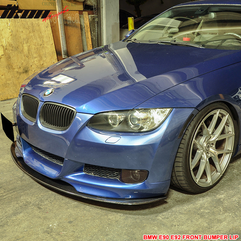 IKON MOTORSPORTS, Front Bumper Lip Compatible With 2005-2013 BMW E90 E92 E93 3 Series Coupe Sedan, Matte Carbon Fiber M3 Style Front Spoiler Wing Chin Splitter, 2006 2007 2008 2009 2010 2011 2012