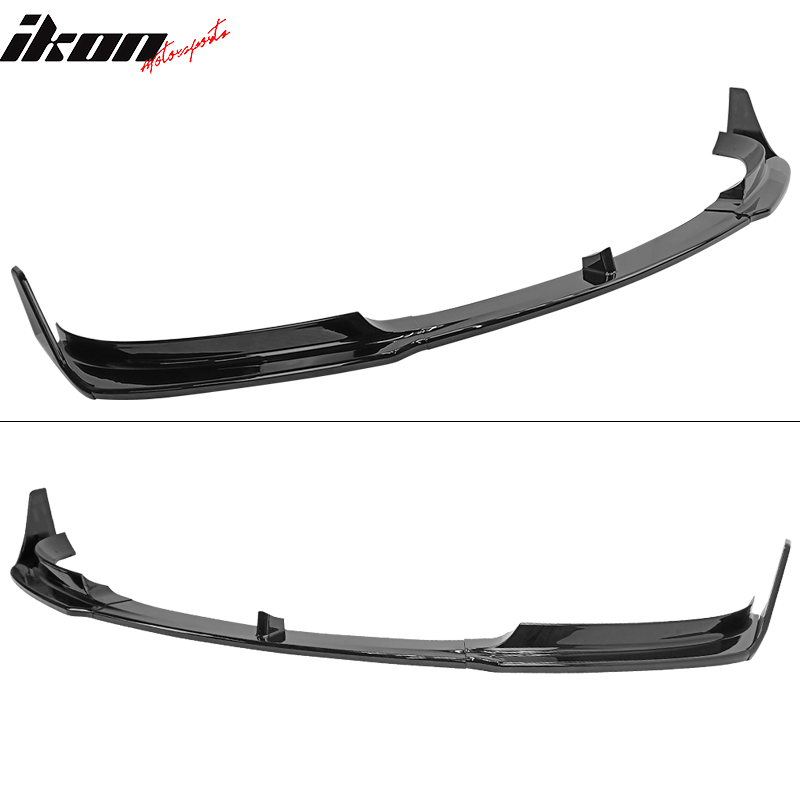 IKON MOTORSPORTS, Front Bumper Lip Compatible With 2017-2023 Tesla Model 3, V Style PP Gloss Black Front Lip Splitter Body Kit 5PC, 2018 2019 2020