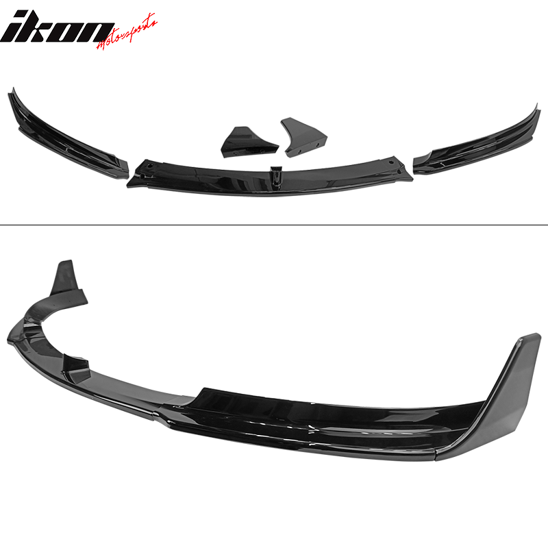 Fits 17-23 Tesla Model 3 V Style Gloss Black Front Bumper Lip Spoiler Kit PP 5PC