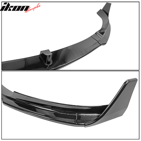 Fits 17-23 Tesla Model 3 V Style Gloss Black Front Bumper Lip Spoiler Kit PP 5PC