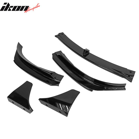 Fits 17-23 Tesla Model 3 V Style 5PCS Front Bumper Lip PP #PBSB Eclipse Black