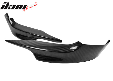 IKON MOTORSPRTS, Front Bumper Lip Splitters Compatible With 2007-2010 BMW E92 3-Series Pre LCI 2-Door Coupe, M-Tech Style Side Corner Protection Spoiler Carbon Fiber Valance Canards Moulding Trim 2PC