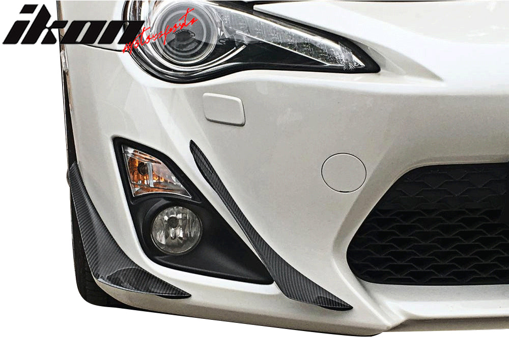 Fits 17-20 Subaru BRZ Toyota 86 GT86 Front Bumper Canards Carbon Fiber Air Vent