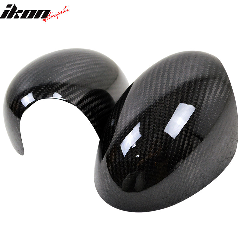 Compatible With 2007-2013 Mini Cooper R56 Convertible Rear Side Mirror Cover Guard - Carbon Fiber CF - Other Color Available