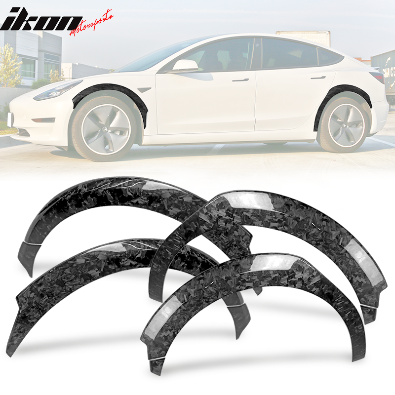 2017-2023 Tesla Model 3 Fender Flares Forged Carbon Fiber 8PC