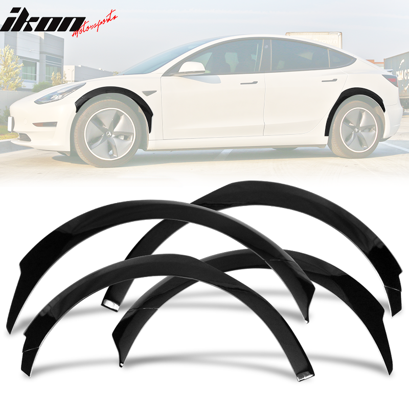 2017-2023 Tesla Model 3 Fender Flares Wheel Trim Gloss Black 8PC FRP