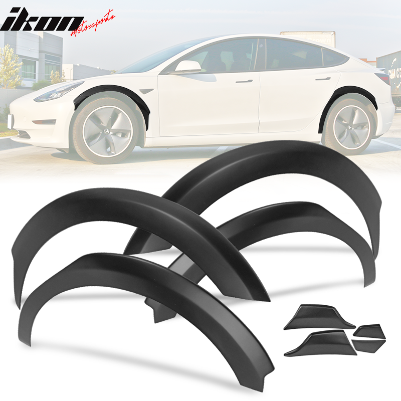 2017-2023 Tesla Model 3 Fender Flares Wheel Trim Matte Black 8PC FRP