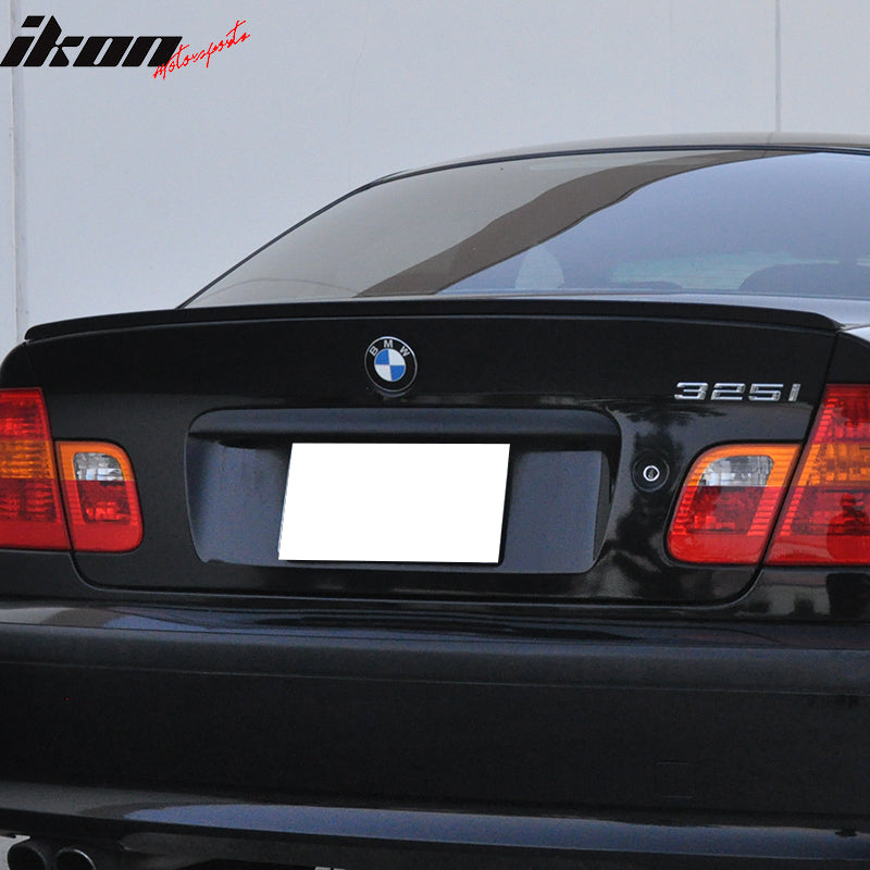 Trunk Spoiler Compatible With 1999-2005 BMW E46 3 Series, 4Dr PV Style Unpainted - PUF - Other Color Available Rear Roof Tail Spoiler Wing by IKON MOTORSPORTS, 2000 2001 2002 20003 2004