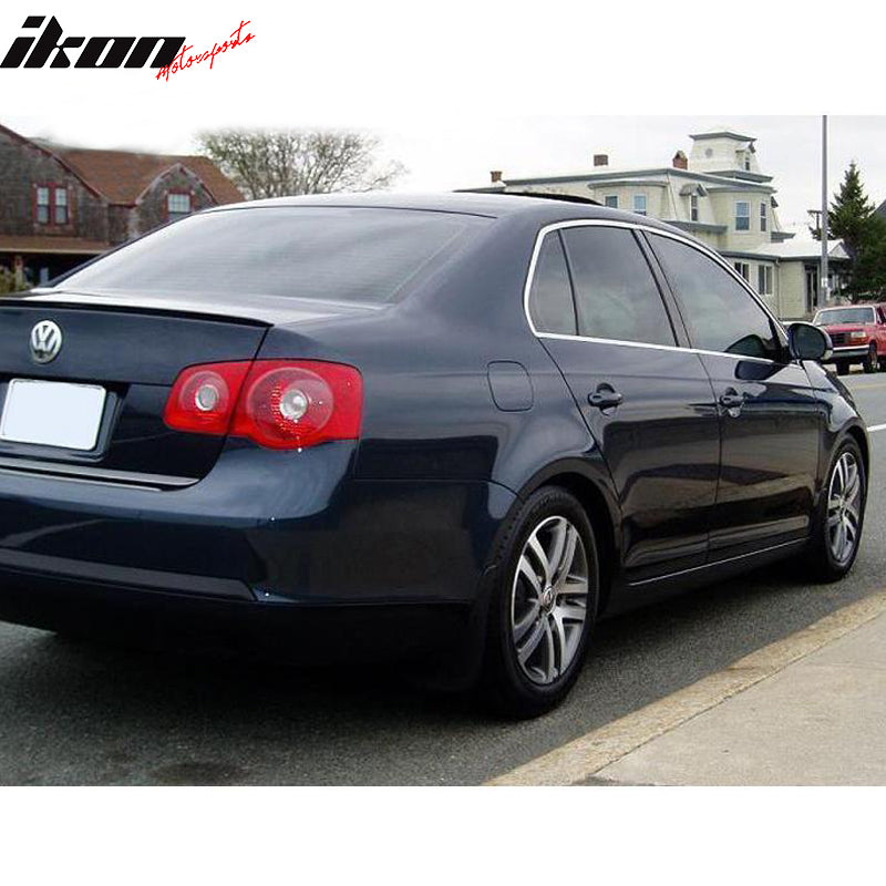 Trunk Spoiler Compatible With 2005-2010 Volkswagen Jetta MK5, PV Style Unpainted Black PU Rear Tail Lip Deck Boot Wing by IKON MOTORSPORTS, 2006 2007 2008 2009