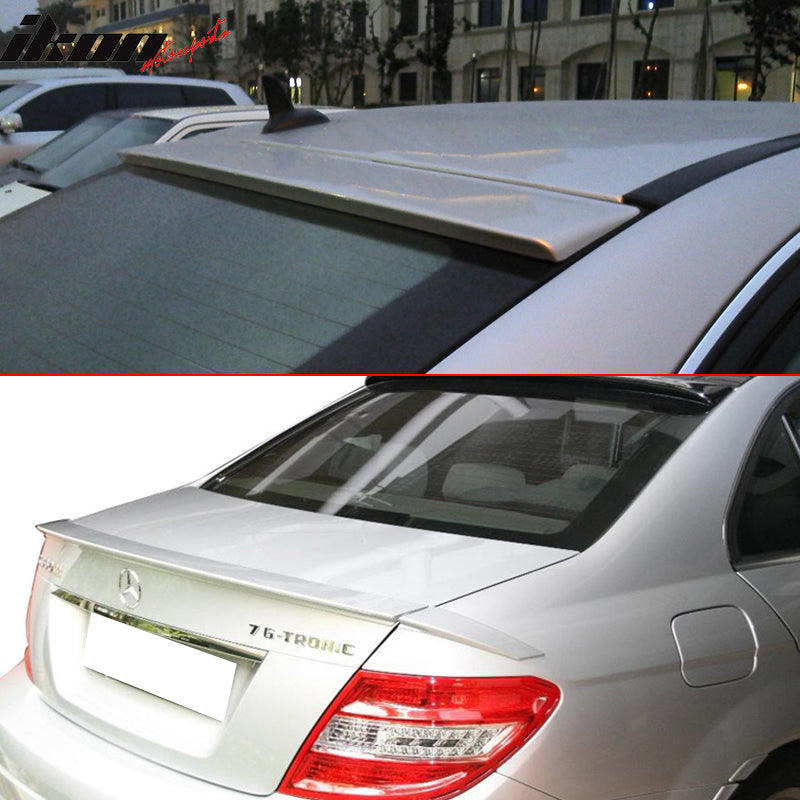 Pre-Painted Trunk & Roof Spoiler Compatible With 2008-2014 BENZ W204 4Door,OEM Painted Cirrus White # 650 Rear Spoiler Wing Other Color Available ,by?IKON?MOTORSPORTS?,2009 2010 2011 2012 2013