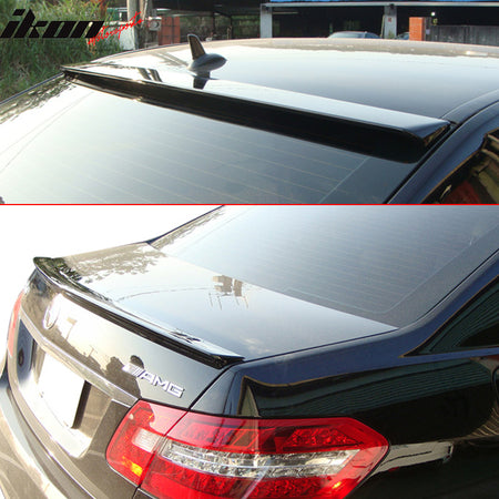 Pre-painted Trunk & Roof Spoiler Compatible With 2010-2016 Mercedes Benz E-Class W212 Sedan, AMG Style L Style ABS #197 Obsidian Black Rear Deck Lip Wing by IKON MOTORSPORTS, 2011 2012 2013