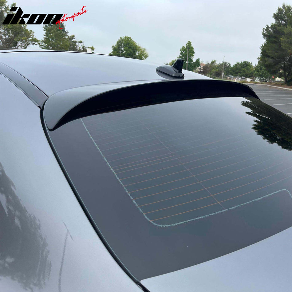 IKON MOTORSPORTS, Rear Window Roof Spoiler Compatible with 2013-2018 Benz W117 C117 CLA-Class, OE Style Painted #040 Black/Deep Black/Tiefschwarz ABS Top Roofline Windshield Visor Spoiler Wing