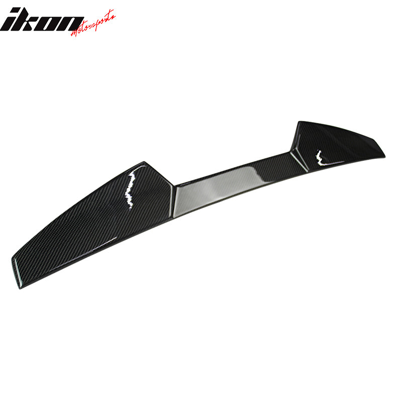 IKON MOTORSPORTS, Roof Spoiler Compatible With 2016-2020 Honda Civic Coupe 2Dr , Matte Carbon Fiber V Style Rear Spoiler Wing, 2017 2018 2019