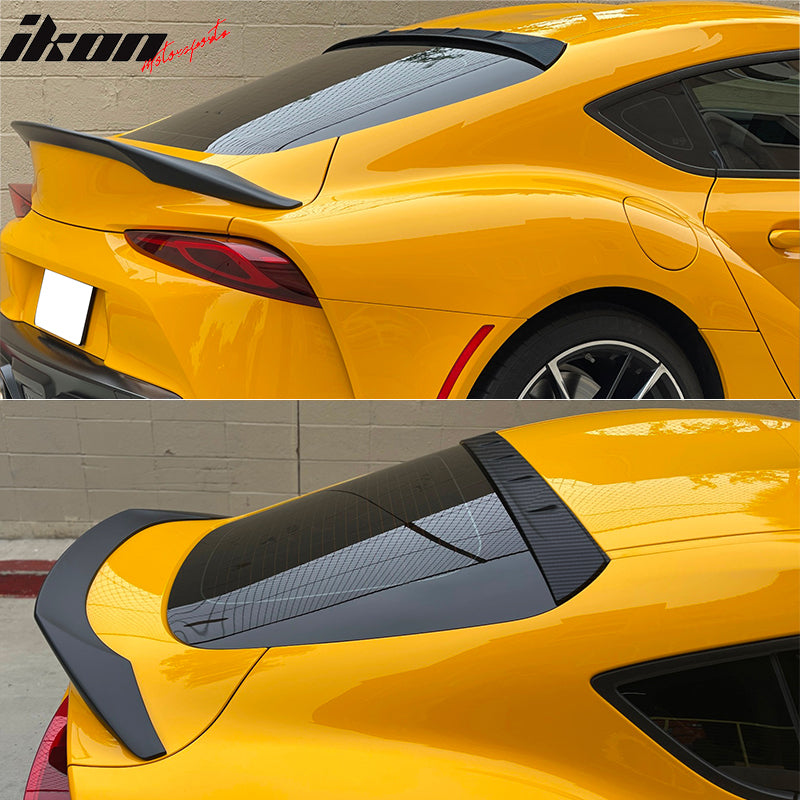 IKON MOTORSPRTS, Roof Spoiler Compatible With 2020-2023 Toyota GR Supra J29 & Supra, Rear Top Window Visor Carbon Fiber Wing Deflector Trim 1PC, 2021 2022