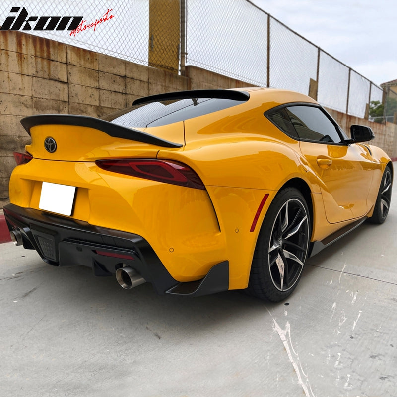 IKON MOTORSPORTS, Roof Spoiler Compatible With 2020-2023 Toyota GR Supra & Supra J29 MK5, V2 Style Painted Matte Black ABS Plastic Rear Window Visor Spoiler, 2021