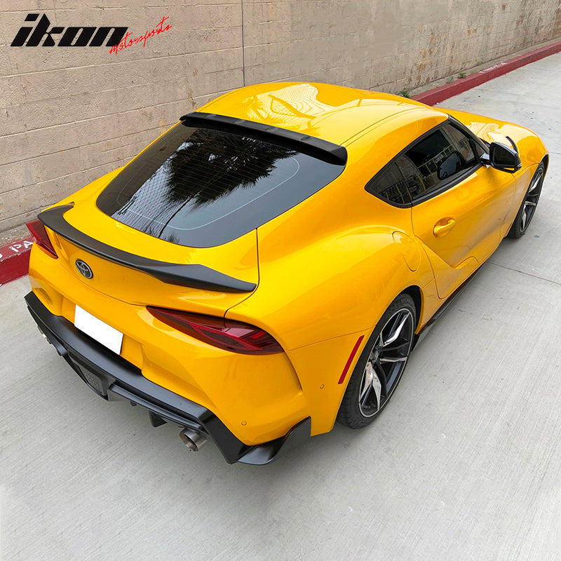 IKON MOTORSPORTS, Roof Spoiler Compatible With 2020-2023 Toyota GR Supra & Supra J29 MK5, V2 Style Painted Black #202 ABS Plastic Rear Window Visor Spoiler, 2021