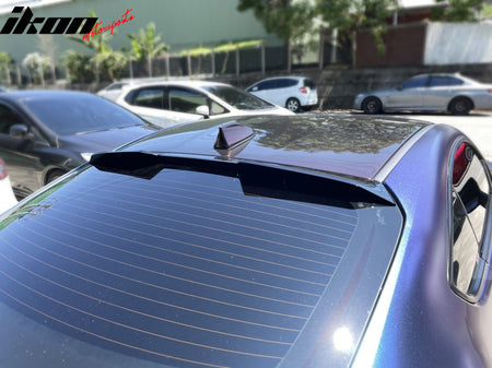 IKON MOTORSPRTS, Roof Spoiler Compatible With 2022-2024 Subaru BRZ & Toyota GR86, Gloss Black ABS Plastic V Style Rear Top Window Visor Wing Trim