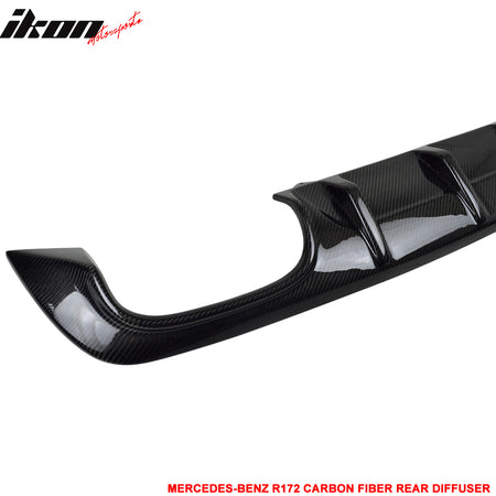 IKON MOTORSPORTS, Rear Diffuser Compatible With 2011-2014 Mercedes-Benz SLK Class R172 , Matte Carbon Fiber Rear Bumper Lip Spoiler Wing, 2012 2013