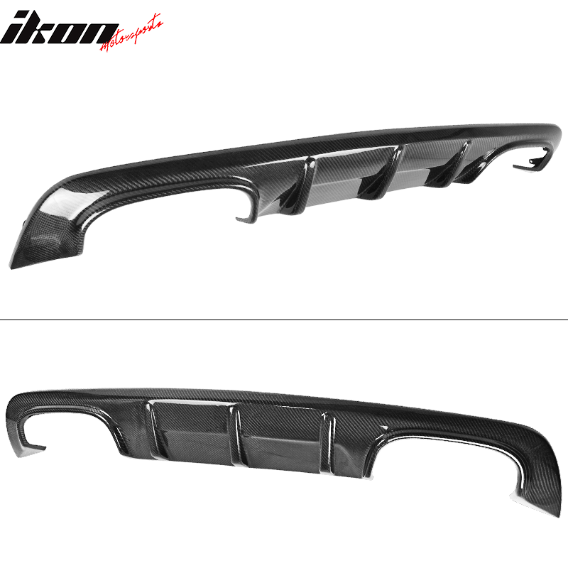 IKON MOTORSPORTS, Rear Diffuser Compatible With 2011-2014 Mercedes-Benz SLK Class R172 , Matte Carbon Fiber Rear Bumper Lip Spoiler Wing, 2012 2013