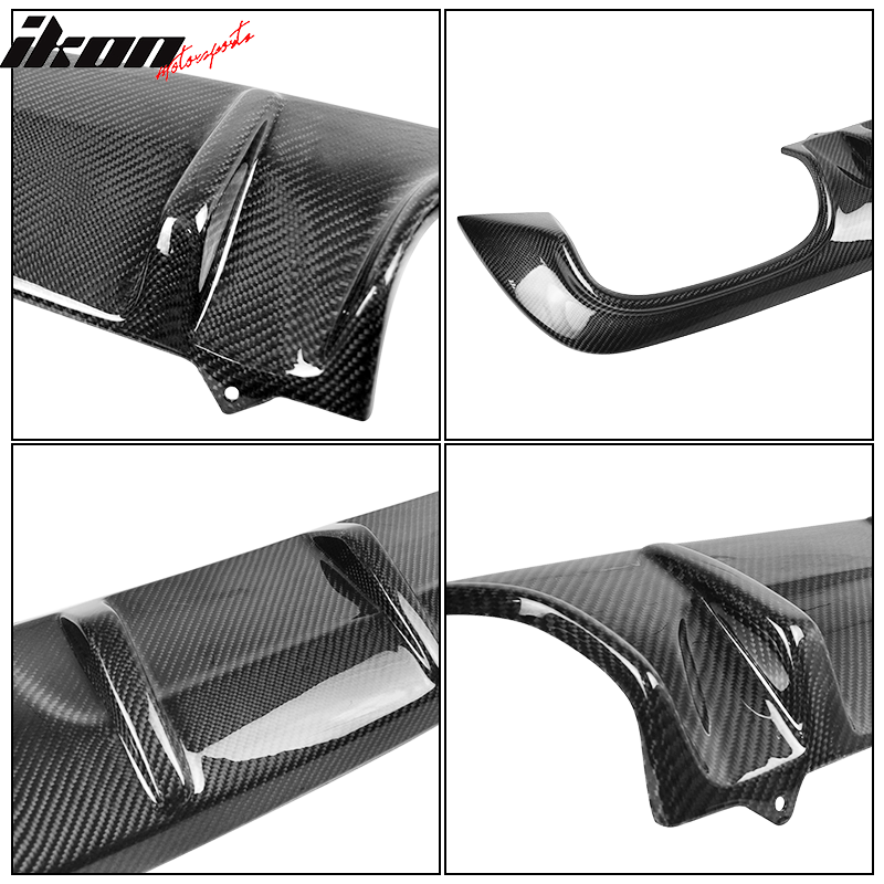 IKON MOTORSPORTS, Rear Diffuser Compatible With 2011-2014 Mercedes-Benz SLK Class R172 , Matte Carbon Fiber Rear Bumper Lip Spoiler Wing, 2012 2013