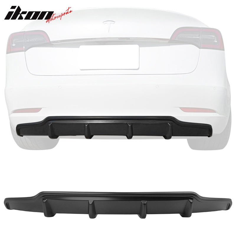 2017-2023 Tesla Model 3 V Style Rear Diffuser Painted Matte Black ABS