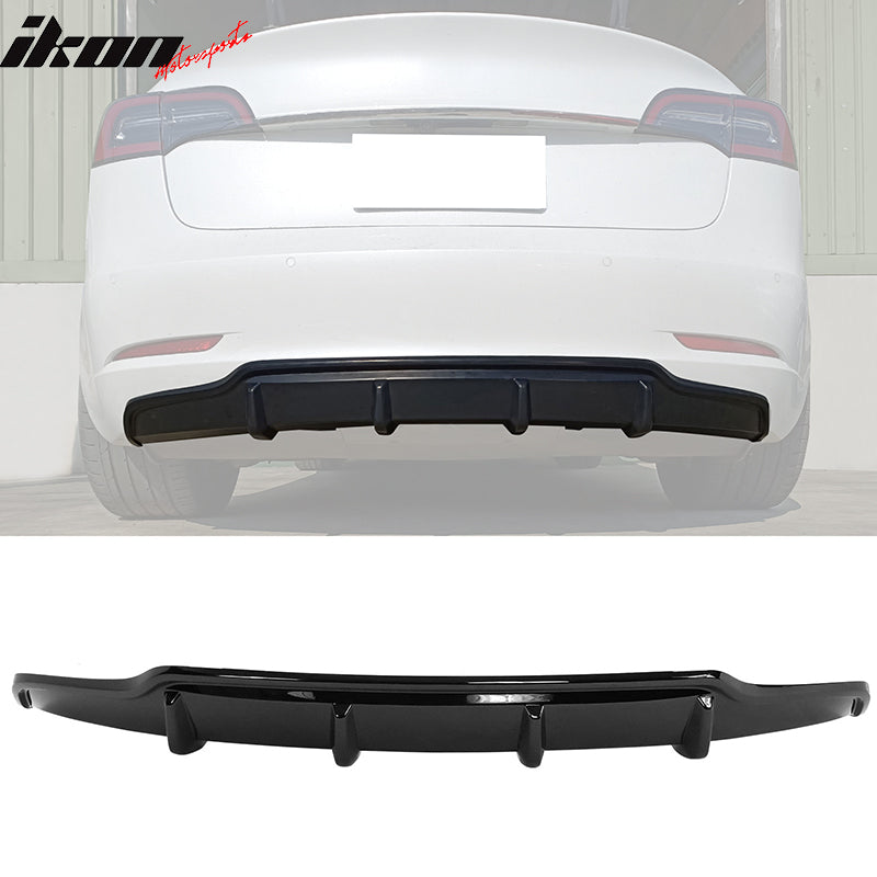 2017-2023 Tesla Model 3 Rear Bumper Lip Diffuser V Style #PBSB Black