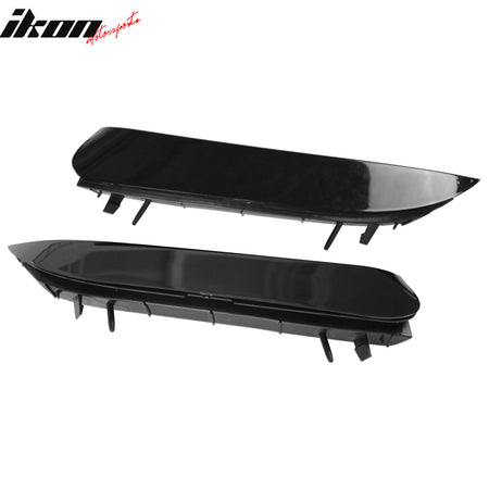 IKON MOTORSPORTS Rear Bumper Side Vent Canards, Compatible with 2014-2019 Benz W117 C117 CLA-Class, D Style Painted #040 Black ABS Plastic Rear Bumper Spoiler Lower Side Air Vent Frame Cover Trim 2PCS