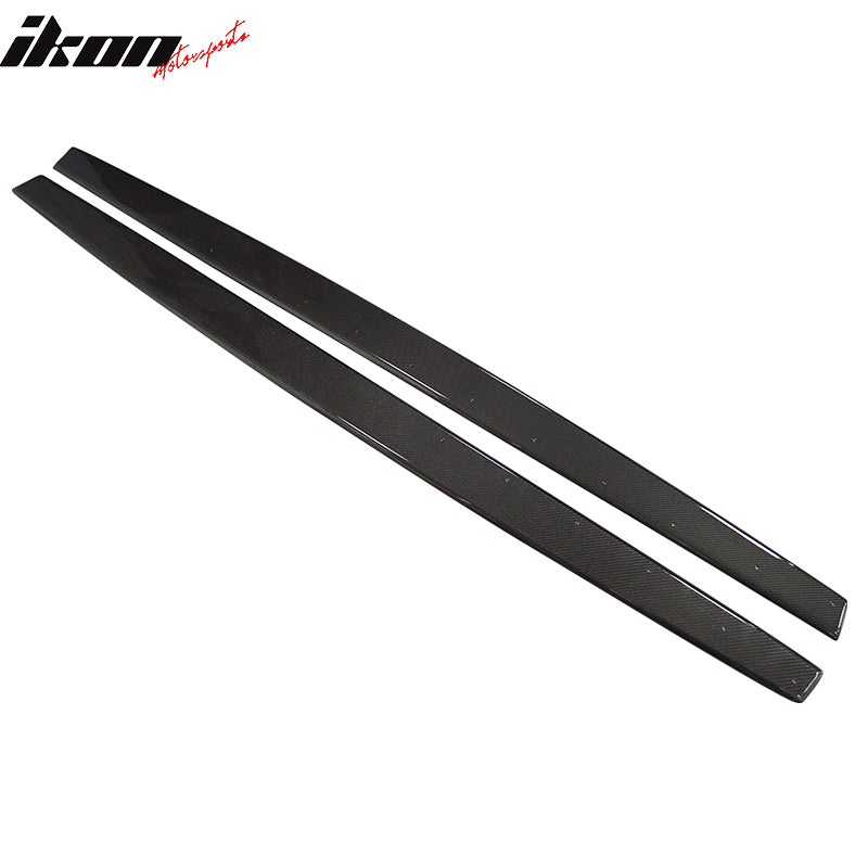 IKON MOTORSPORTS, Side Skirts Compatible With 2015-2020 BMW 4-Series F82 Coupe F83 Convertible M4 , Matte Carbon Fiber M4 Style Side Skirt Extension Rocker Panel Pair, 2016 2017 2018 2019