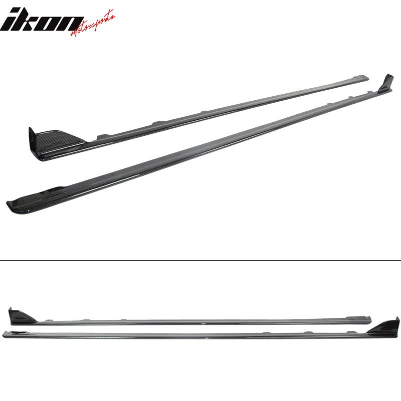 IKON MOTORSPORTS, Side Skirts Compatible With 2015-2021 Subaru WRX & STI Sedan , Matte Carbon Fiber STI Style Side Skirt Extension Rocker Panel Pair, 2016 2017 2018