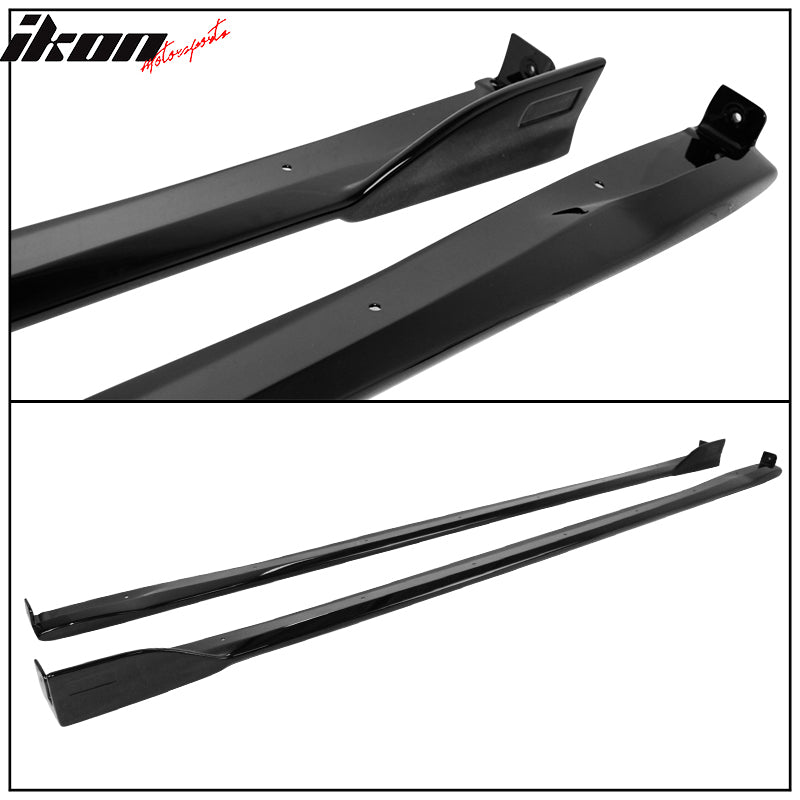 IKON MOTORSPORTS Side Skirts Compatible With 2019-2023 Toyota Corolla Hatchback 5Dr, T Style Matte Black ABS Under Body Extension Lip Cover Body Kit