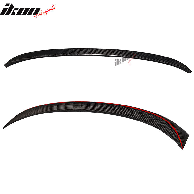 IKON MOTORSPORTS, Trunk Spoiler Compatible With 2005-2011 BMW 3-Series E90 4Dr Sedan , Matte Carbon Fiber Factory Style Rear Spoiler Wing, 2006 2007 2008 2009 2010