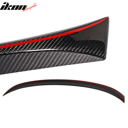 IKON MOTORSPORTS, Trunk Spoiler Compatible With 2005-2011 BMW 3-Series E90 4Dr Sedan , Matte Carbon Fiber Factory Style Rear Spoiler Wing, 2006 2007 2008 2009 2010