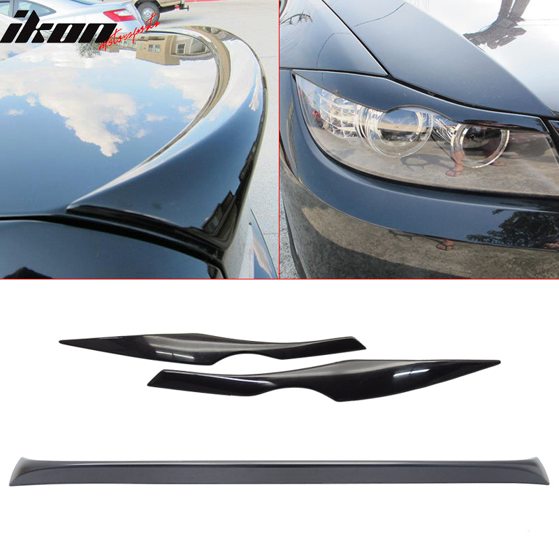 Fits 05-11 BMW E90 OE Trunk Spoiler & Headlight Eyelid Covers