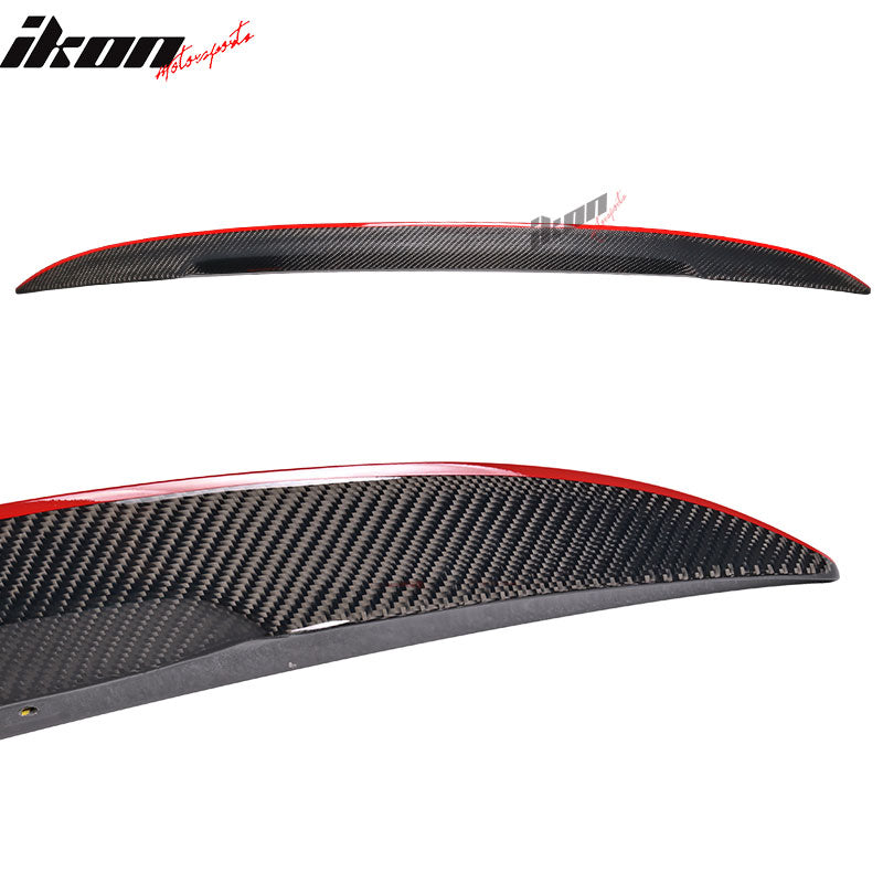 IKON MOTORSPORTS, Trunk Spoiler Compatible With 2007-2013 BMW E92 3 Series M3 E92 , Matte Carbon Fiber P Style Rear Spoiler Wing, 2008 2009 2010 2011 2012