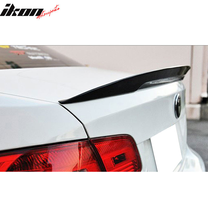 IKON MOTORSPORTS, Trunk Spoiler Compatible With 2007-2013 BMW E92 3 Series M3 E92 , Matte Carbon Fiber P Style Rear Spoiler Wing, 2008 2009 2010 2011 2012