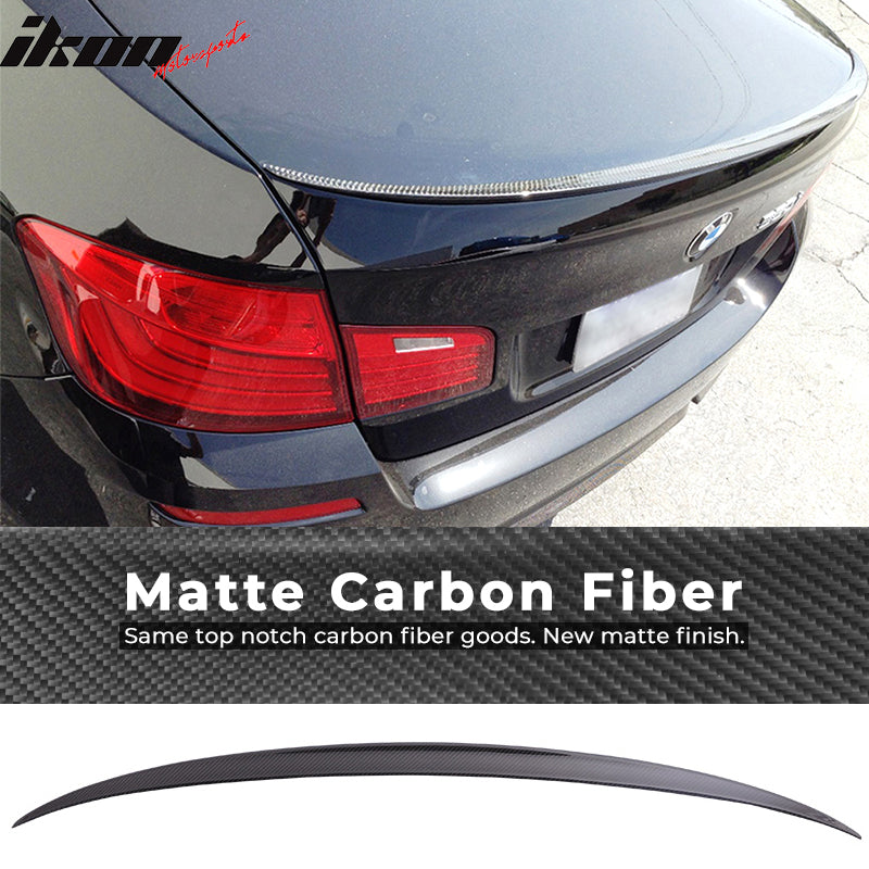 IKON MOTORSPORTS, Trunk Spoiler Compatible With 2011-2016 BMW 5-Series F10 Sedan , Matte Carbon Fiber M5 Style Rear Spoiler Wing, 2012 2013 2014 2015