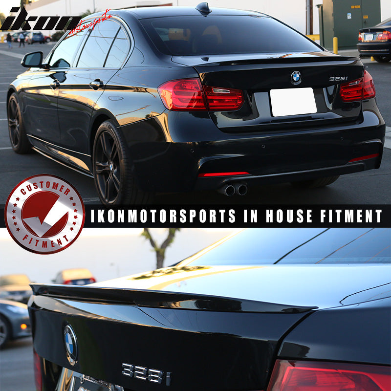 Trunk Spoiler Compatible With 2012-2018 BMW 3 Series, Performance Style Unpainted ABS Added On Lip Wing by IKON MOTORSPORTS, 2012 2013 2014 2015 2016 2017