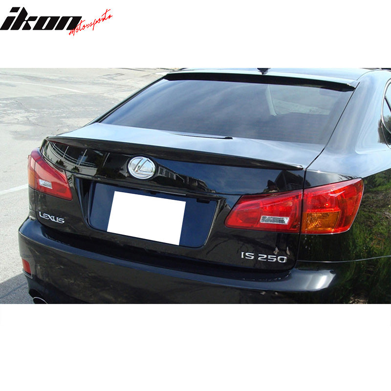 IKON MOTORSPORTS, Trunk Spoiler Compatible With 2006-2013 Lexus IS250 IS350 IS-F 4Door Sedan Saloon , Matte Carbon Fiber Factory Style Rear Spoiler Wing, 2007 2008 2009 2010 2011 2012