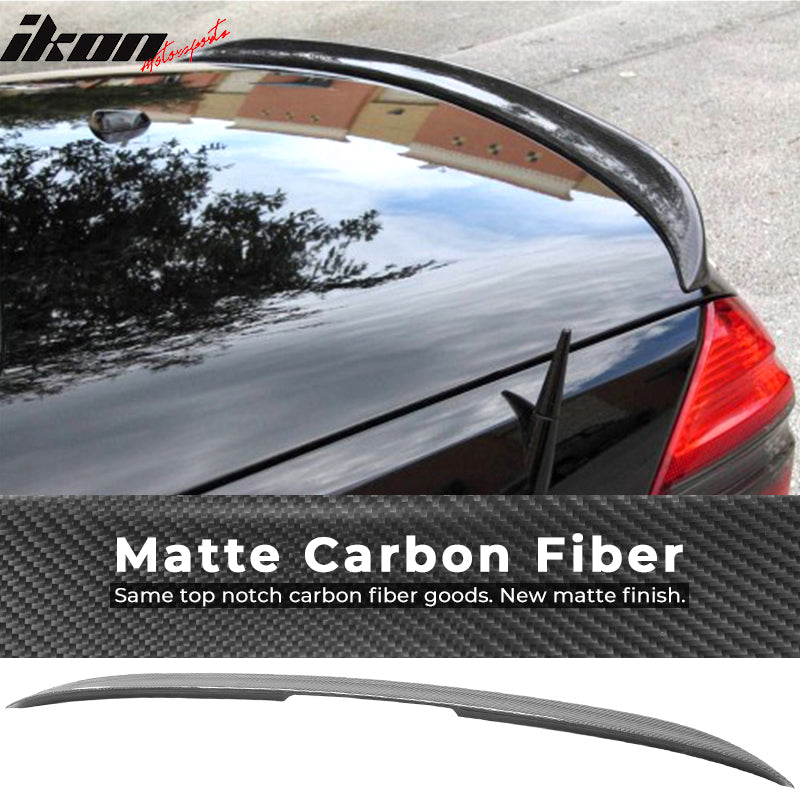 IKON MOTORSPORTS, Trunk Spoiler Compatible With 2003-2011 Mercedes Benz SL CLASS R230 , Matte Carbon Fiber AMG Style Rear Spoiler Wing, 2004 2005 2006 2007 2008 2009 2010