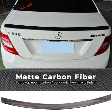 IKON MOTORSPORTS, Trunk Spoiler Compatible With 2008-2014 Mercedes Benz W204 C Class Sedan , Matte Carbon Fiber AMG Style Rear Spoiler Wing, 2009 2010 2011 2012 2013