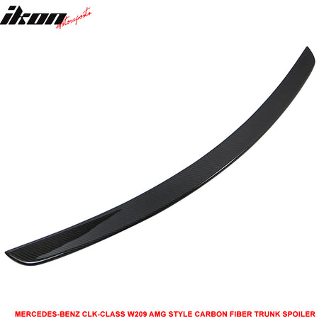 IKON MOTORSPORTS, Trunk Spoiler Compatible With 2003-2009 Mercedes Benz CLK-Class W209 Coupe , Matte Carbon Fiber AMG Style Rear Spoiler Wing, 2004 2005 2006 2007