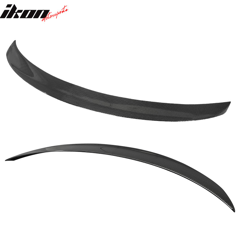 IKON MOTORSPORTS, Trunk Spoiler Compatible With 2013-2018 Mercedes-Benz W117 CLA Class Sedan , Matte Carbon Fiber P Style Rear Spoiler Wing, 2014 2015 2016 2017