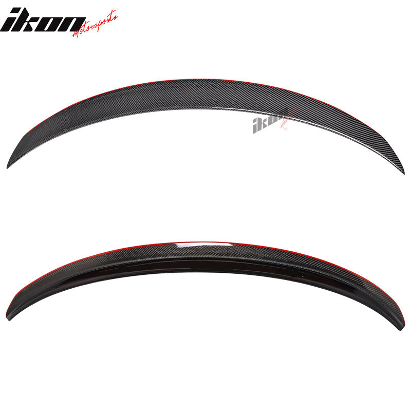 IKON MOTORSPORTS, Trunk Spoiler Compatible With 2013-2018 Mercedes-Benz W117 CLA Class Sedan , Matte Carbon Fiber P Style Rear Spoiler Wing, 2014 2015 2016 2017