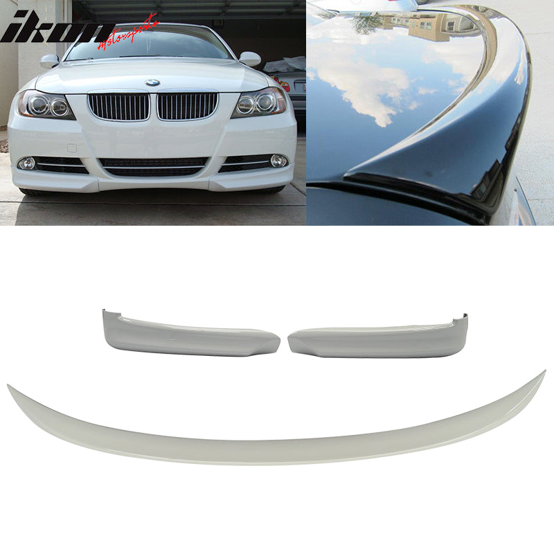 2006-2008 BMW E90 OE Style #300 White Trunk Spoiler & Front Splitter