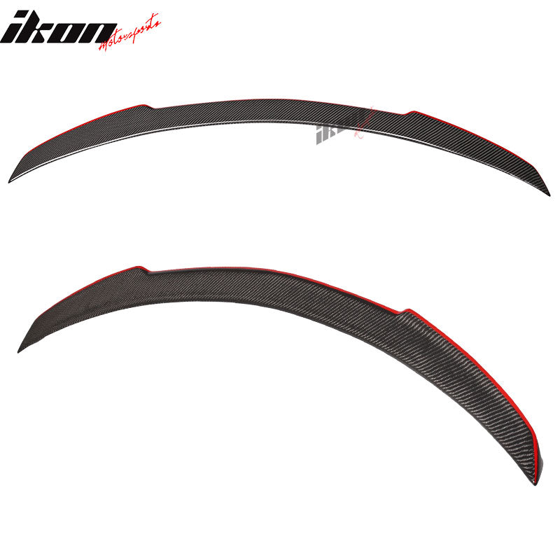 IKON MOTORSPORTS, Trunk Spoiler Compatible With 2015-2020 Mercedes-Benz W205 Sedan , Matte Carbon Fiber V Style Rear Spoiler Wing, 2016 2017 2018 2019