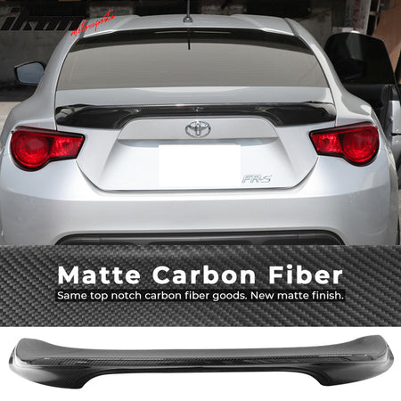 IKON MOTORSPORTS, Trunk Spoiler Compatible With 2013-2020 Scion FRS Subaru BRZ Toyota GT86 , Matte Carbon Fiber Rear Spoiler Wing, 2014 2015 2016 2017 2018 2019