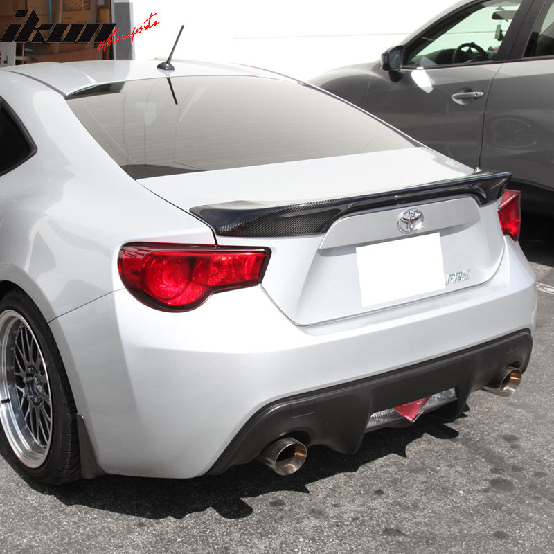 IKON MOTORSPORTS, Trunk Spoiler Compatible With 2013-2016 Scion FR-S/2013-2020 Subaru BRZ/2017-2020 Toyota 86, Real Carbon Fiber Rear Tail Lip Deck Boot Wing Other Color Available