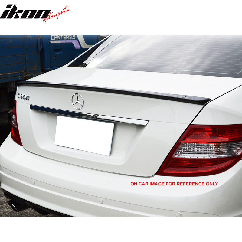 IKON MOTORSPORTS, Trunk Spoiler Compatible With 2008-2014 Mercedes Benz W204 C Class Sedan , Matte Carbon Fiber Ikon Style Rear Spoiler Wing, 2009 2010 2011 2012 2013