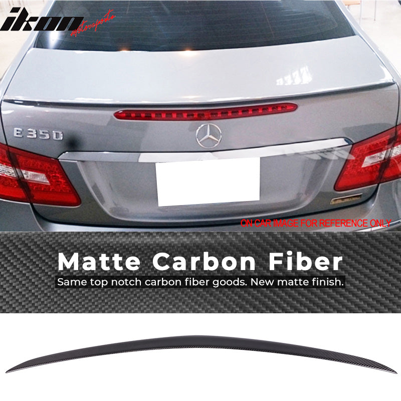 IKON MOTORSPORTS, Trunk Spoiler Compatible With 2010-2017 Mercedes-Benz E Class W207 Coupe C207, Matte Carbon Fiber AMG Style Rear Spoiler Wing, 2011 2012 2013 2014 2015 2016